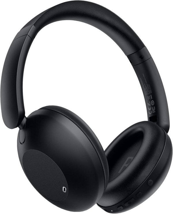 Active Noise Cancelling Headphones, Over Ear Headphones with Mic, 60 Hours Play Time On Ear Bluetooth Headphones with Deep Bass, Foldable Headphones with HiFi Audio for Music (Black)