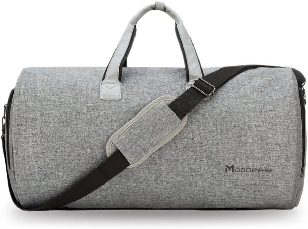 Convertible Garment Bag with Shoulder Strap, Carry on Garment Duffel Bag for Men Women - 2 in 1 Hanging Suitcase Suit Travel Bags (Grey)