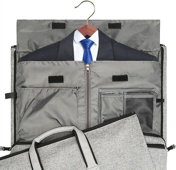 Convertible Garment Bag with Shoulder Strap, Carry on Garment Duffel Bag for Men Women - 2 in 1 Hanging Suitcase Suit Travel Bags (Grey) - Image 3