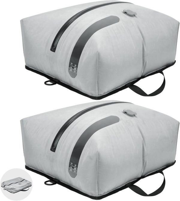 ONTYZZ Two Pack Travel Vacuum Compression Bags Reusable Compression Bag with IP67 Waterproof Zipper Space Saver Vacuum Bags for Suitcase,Grey