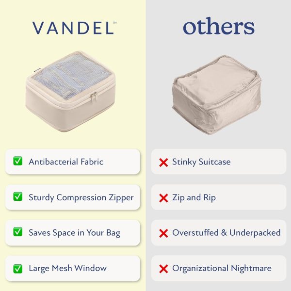VANDEL Packing Cube Set of 4 with Compression Zipper, Antibacterial Fabric, For Carry on Suitcase Organization 2-Year Warranty (Neutral Checker) - Image 5